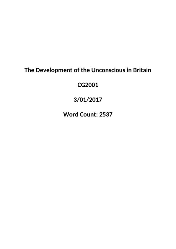 Development of the Unconscious in Britain Assignment_1