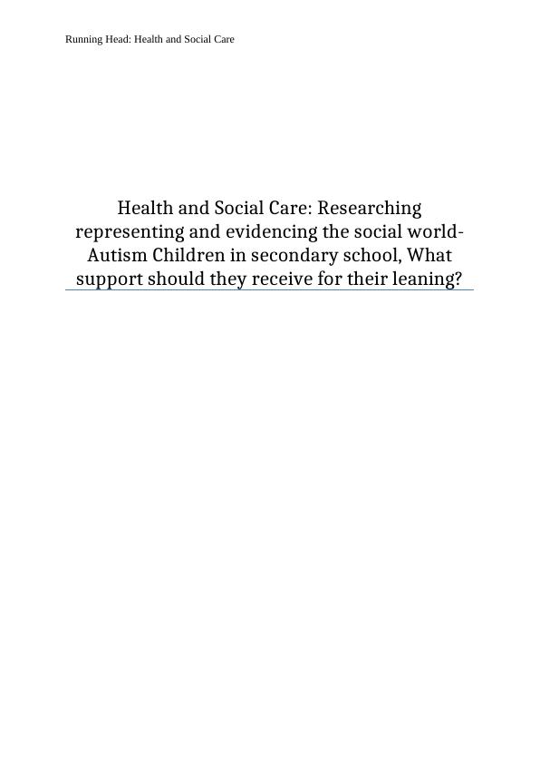 Health and Social Care Report- Autism Children_1
