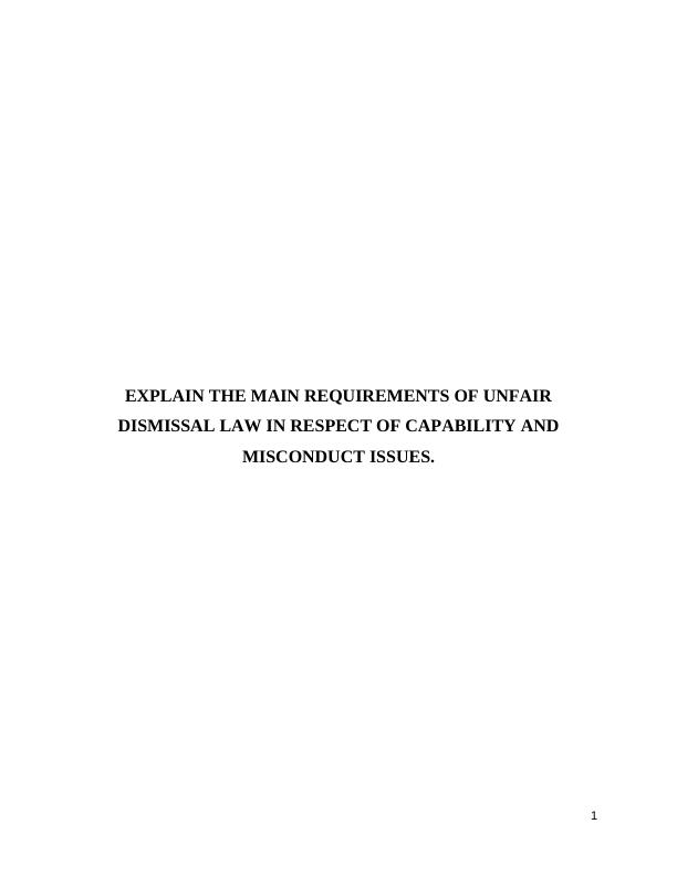 Unfair Dismissal Law: Requirements for Capability and Misconduct Issues_1