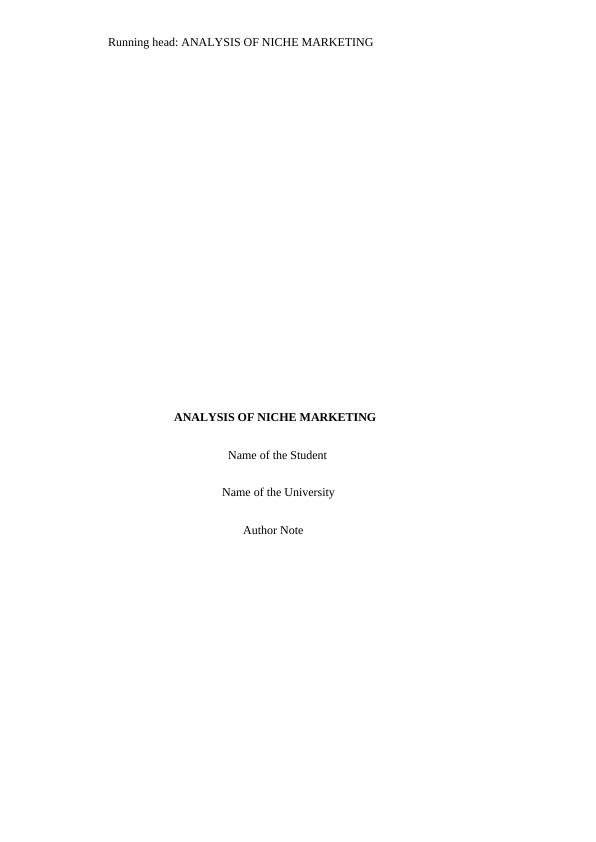 Analysis of Niche Marketing Report_1