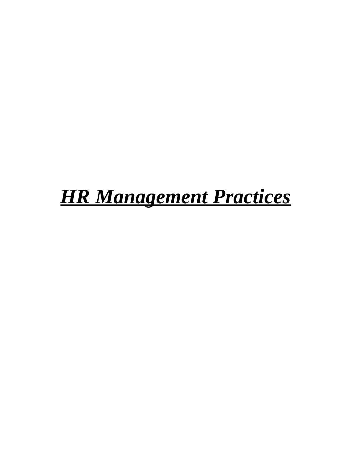 HR Management Practices - Desklib