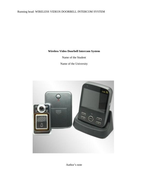 CIT 120 - Wireless Video Doorbell Intercom System Report_1