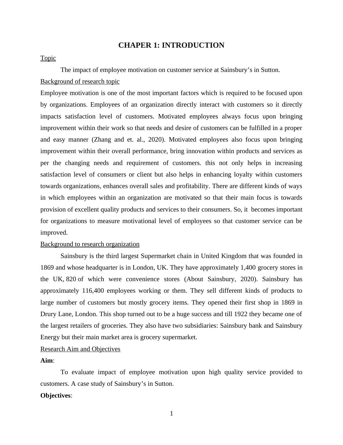 Employee Motivation and Customer Service at Sainsbury's