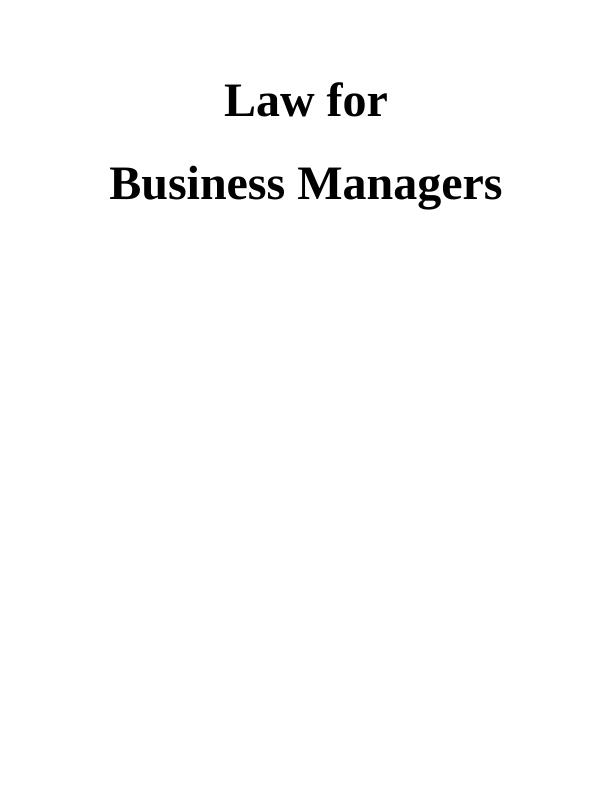 Law for Business Managers: Assignment_1