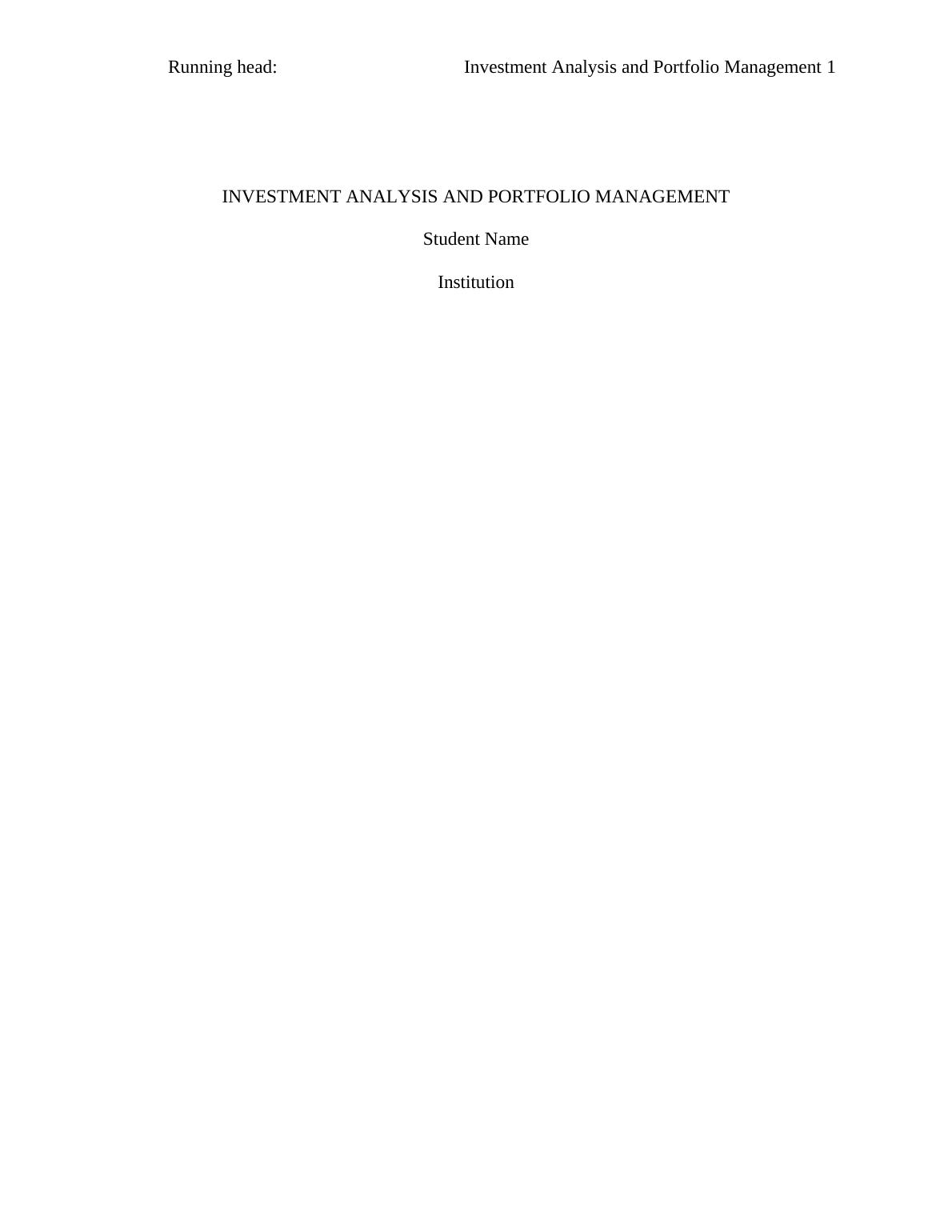 Investment Analysis and Portfolio Analysis of India & China_1