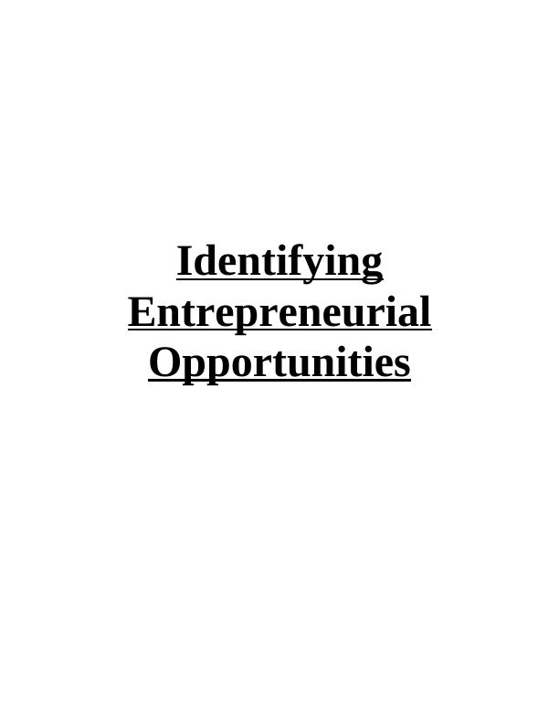 Identifying Entrepreneurial Opportunities - Sample Assignment_1