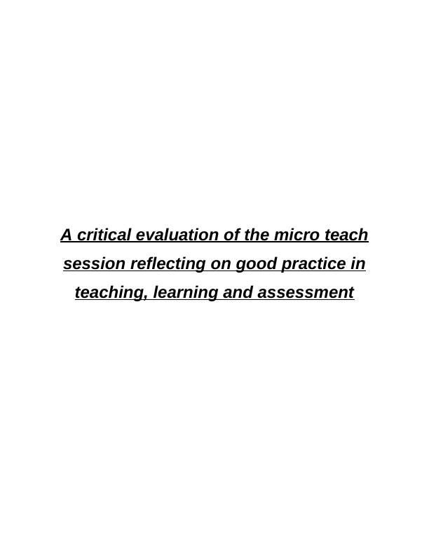 Critical Evaluation of Micro Teaching Session_1