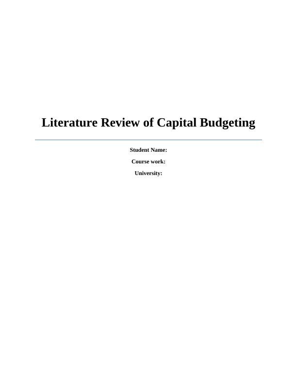 Literature Review of Capital Budgeting_1