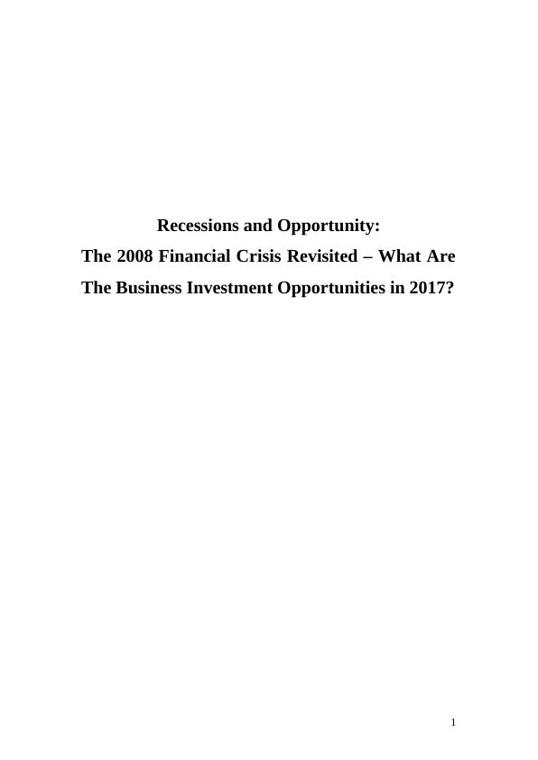 the 2008 financial crisis dissertation