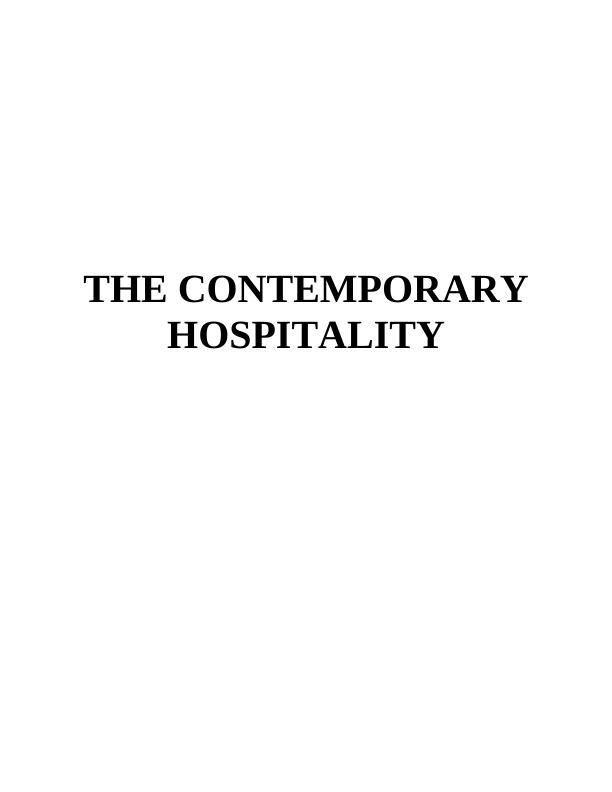 Contemporary Hospitality Industry  : Assignment_1