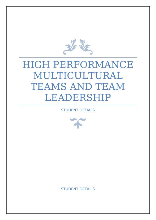 High Performance Multicultural Teams and Team Leadership | Report_1