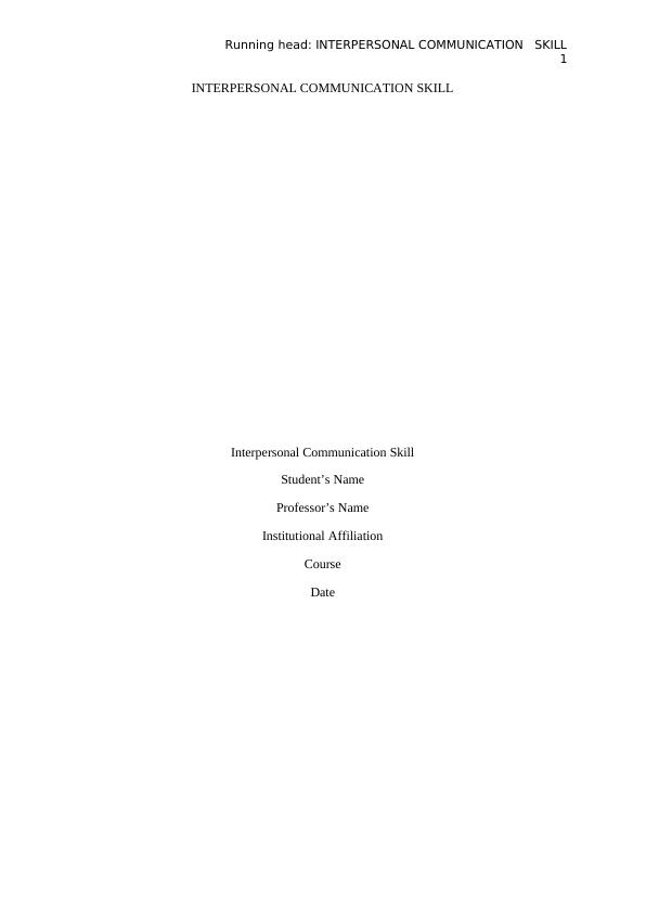 Interpersonal Communication Skill Summary 2022_1