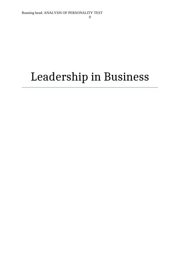 Leadership in Business: Analysis_1