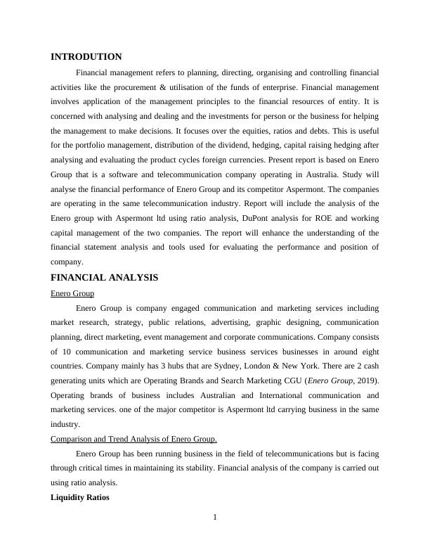 Financial Analysis of Enero Group and Aspermont Ltd_3