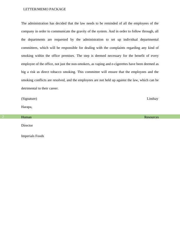 Interoffice Memorandum to: Department Managers of Imperial Foods_3