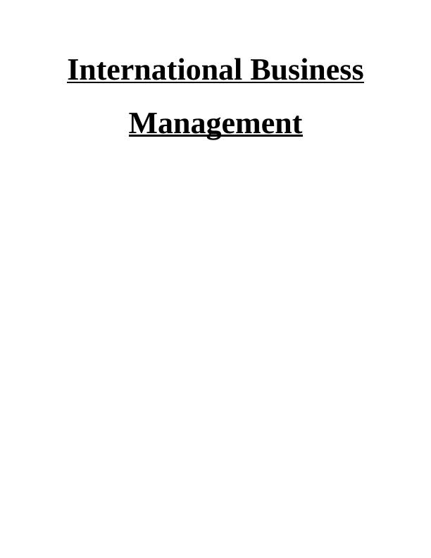 International Business Management - Report_1