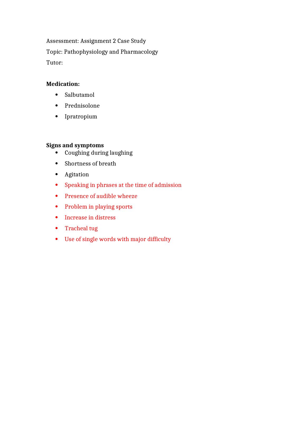 management of asthma case study