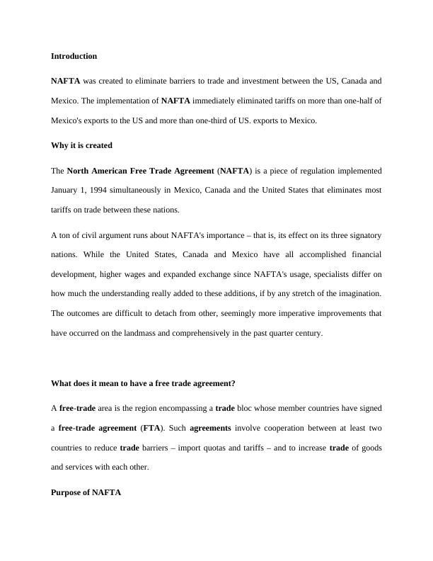 The North American Free Trade Agreement (NAFTA) | Assignment_1