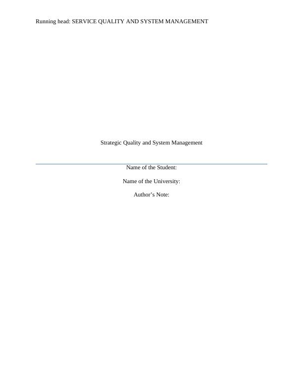 Report on Service Quality and System Management_1