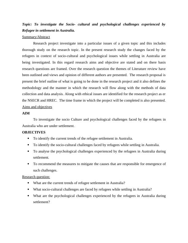 Socio-cultural and Psychological Challenges Faced by Refugees in Australia_3