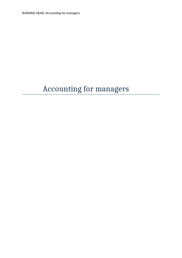 Accounting Information for Managers | Assignment_1