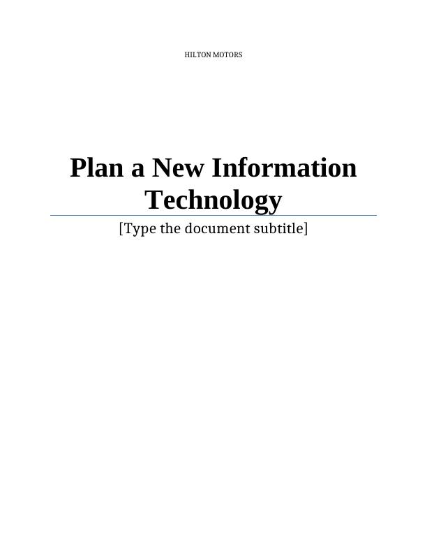 Hilton Motors Plan a New Information Technology_1