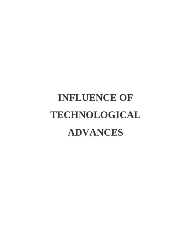 INFLUENCE OF TECHNOLOGICAL ADVANCES INTRODUCTION 3 MAIN PART3 CONCLUSION 6 REFERENCES 7 INTRODUCTION IN THE BUSINESS OPPORTUNITY_1