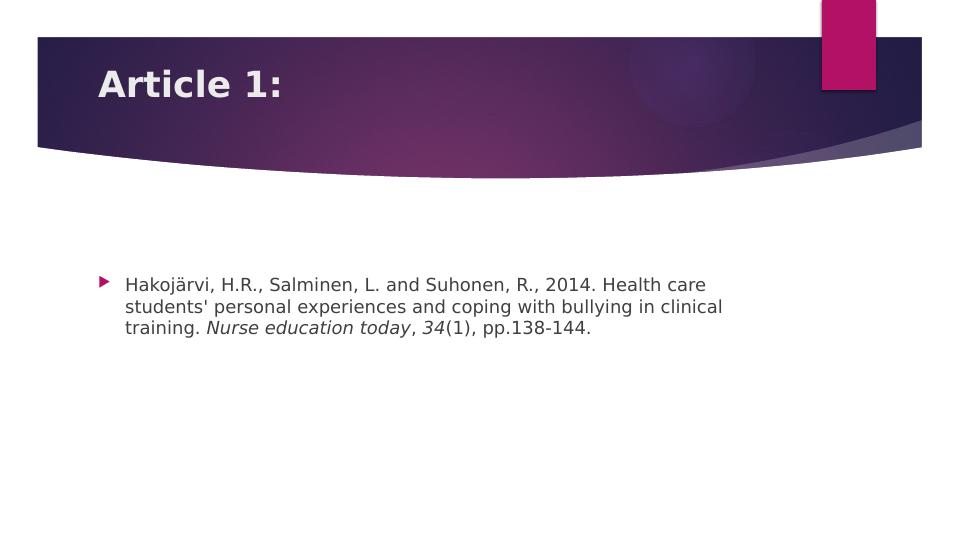 Bullying in Nursing Education: A Critical Evaluation of Two Research Studies_3