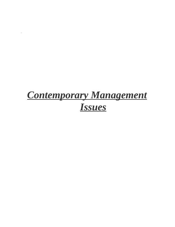 Contemporary Management Issues : Assignment_1