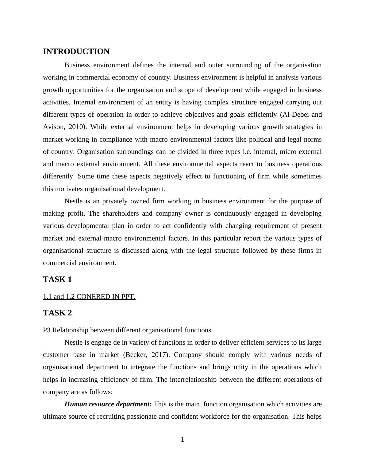 Internal And External Analysis Of Business Environment