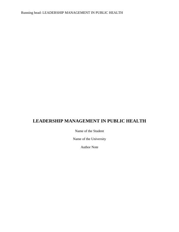 Leadership Management in Public Health_1