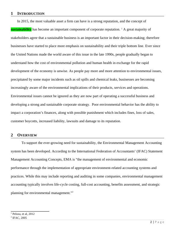 Environmental Management Accounting Assignment