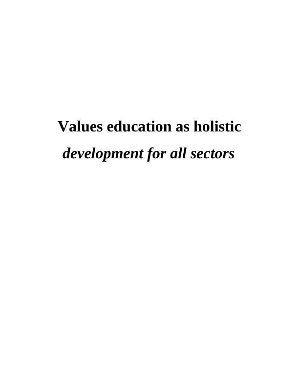 Values Education as Holistic Development for All Sectors_1