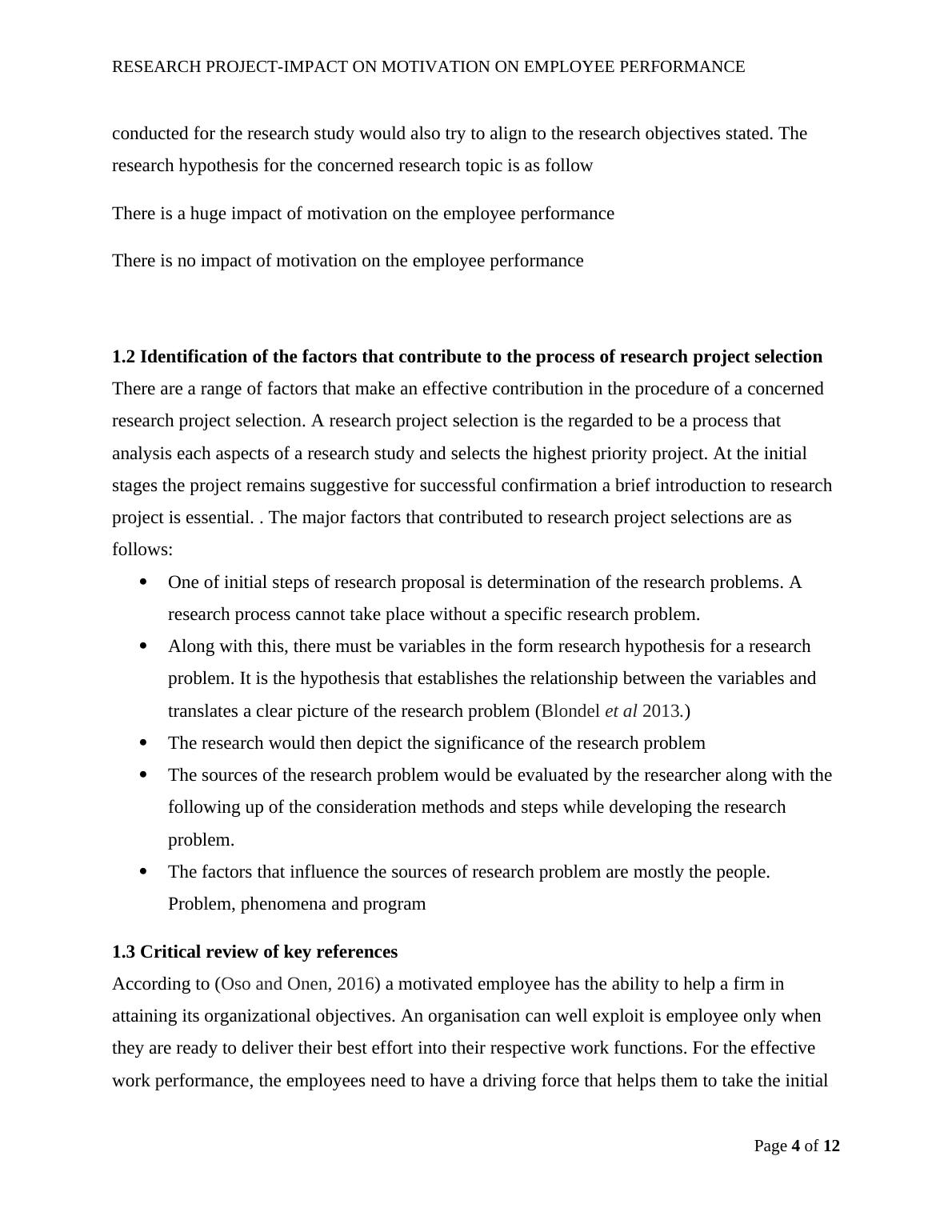 research project on effect of motivation on employee performance