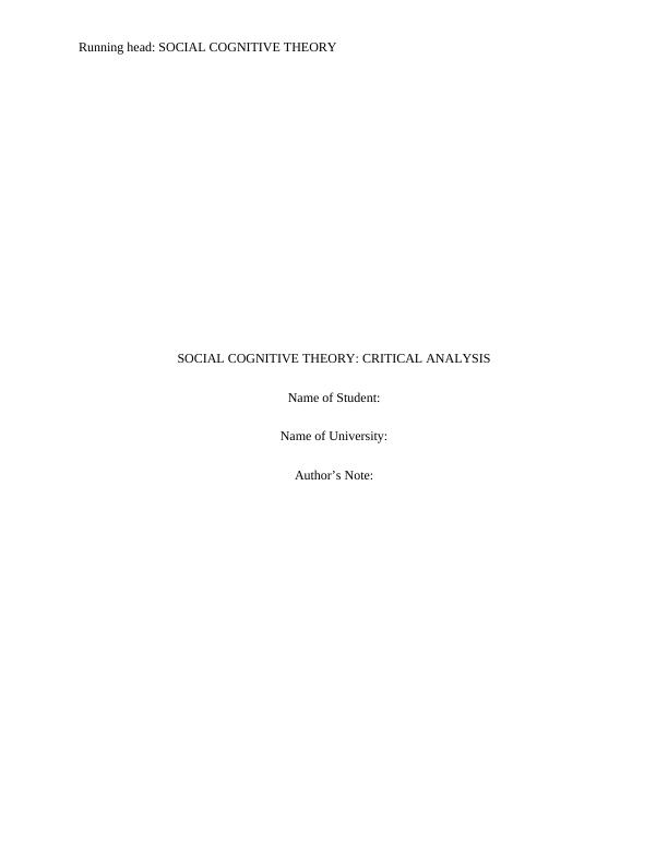 Social Cognitive Theory: Critical Analysis_1