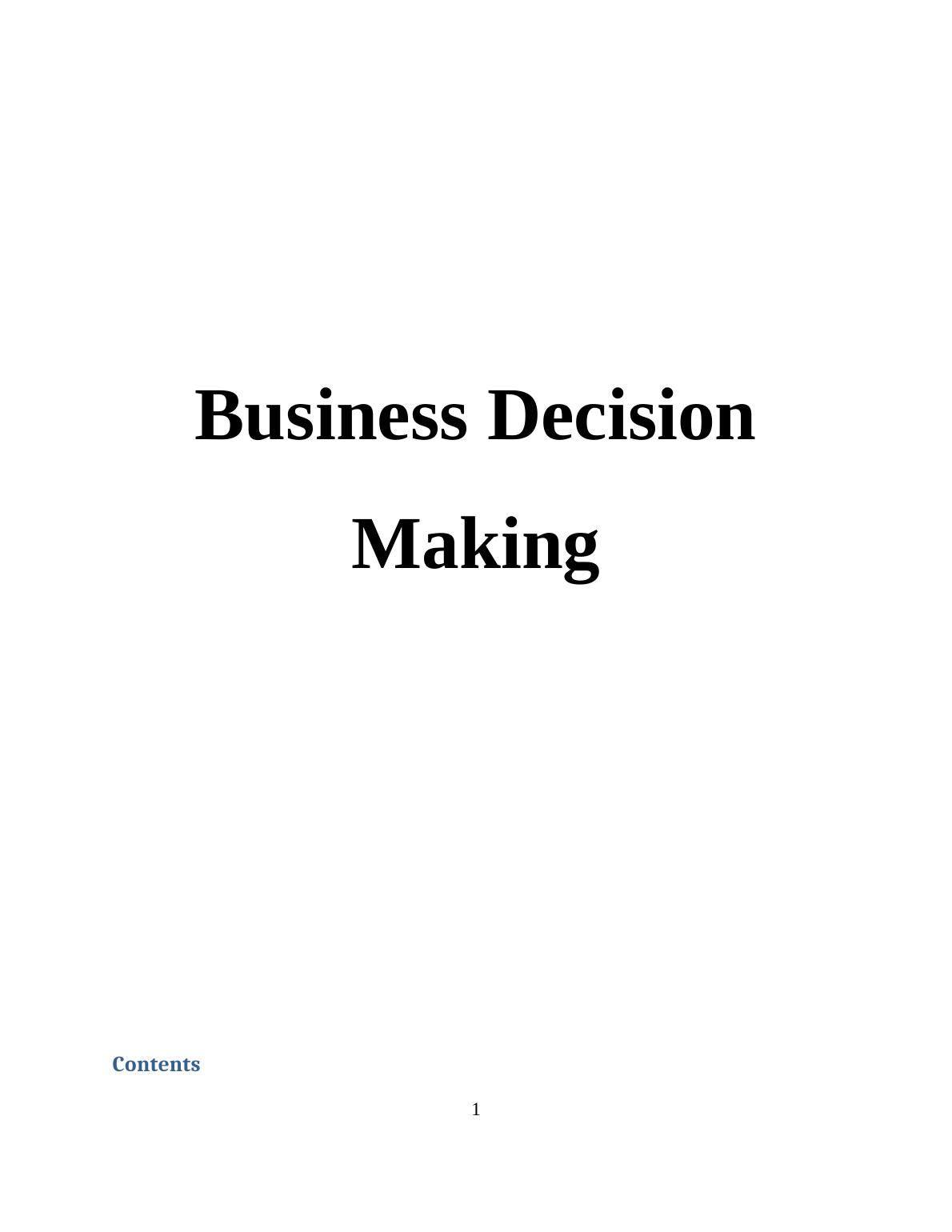 Significance of Decision Making Process in UK college of Business and Computing_1
