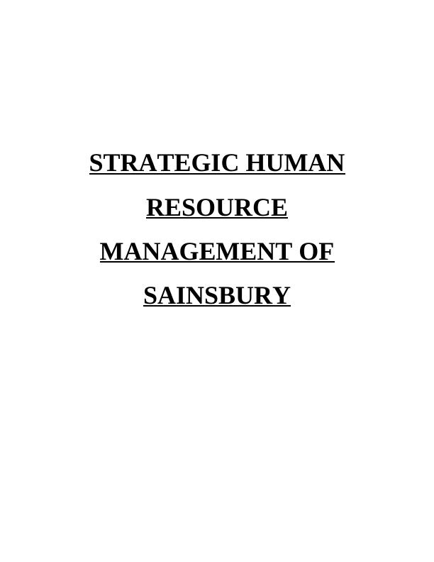 Sainsbury Human Resources Strategy