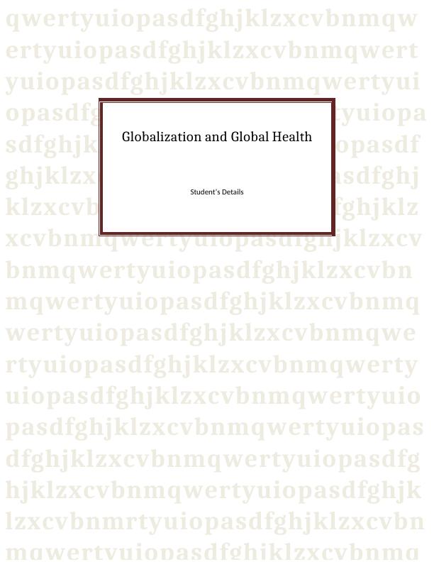 Globalization and Global Health Assignment 2022_1