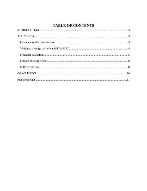 Finance for International Business TABLE OF CONTENTS INTRODUCTION 3 MAIN BODY 3_2