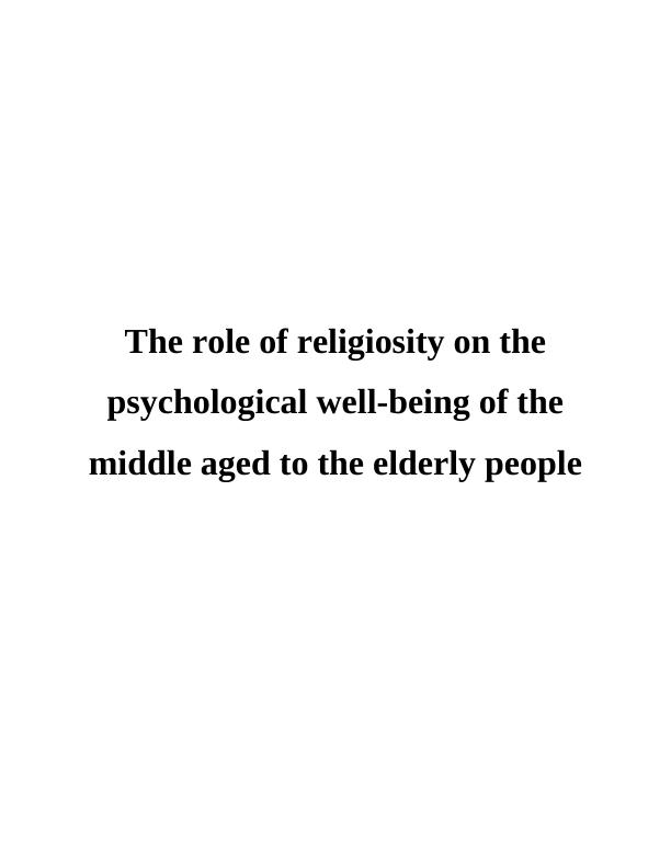 Role of Religiosity on the Psychological  Assignment PDF_1