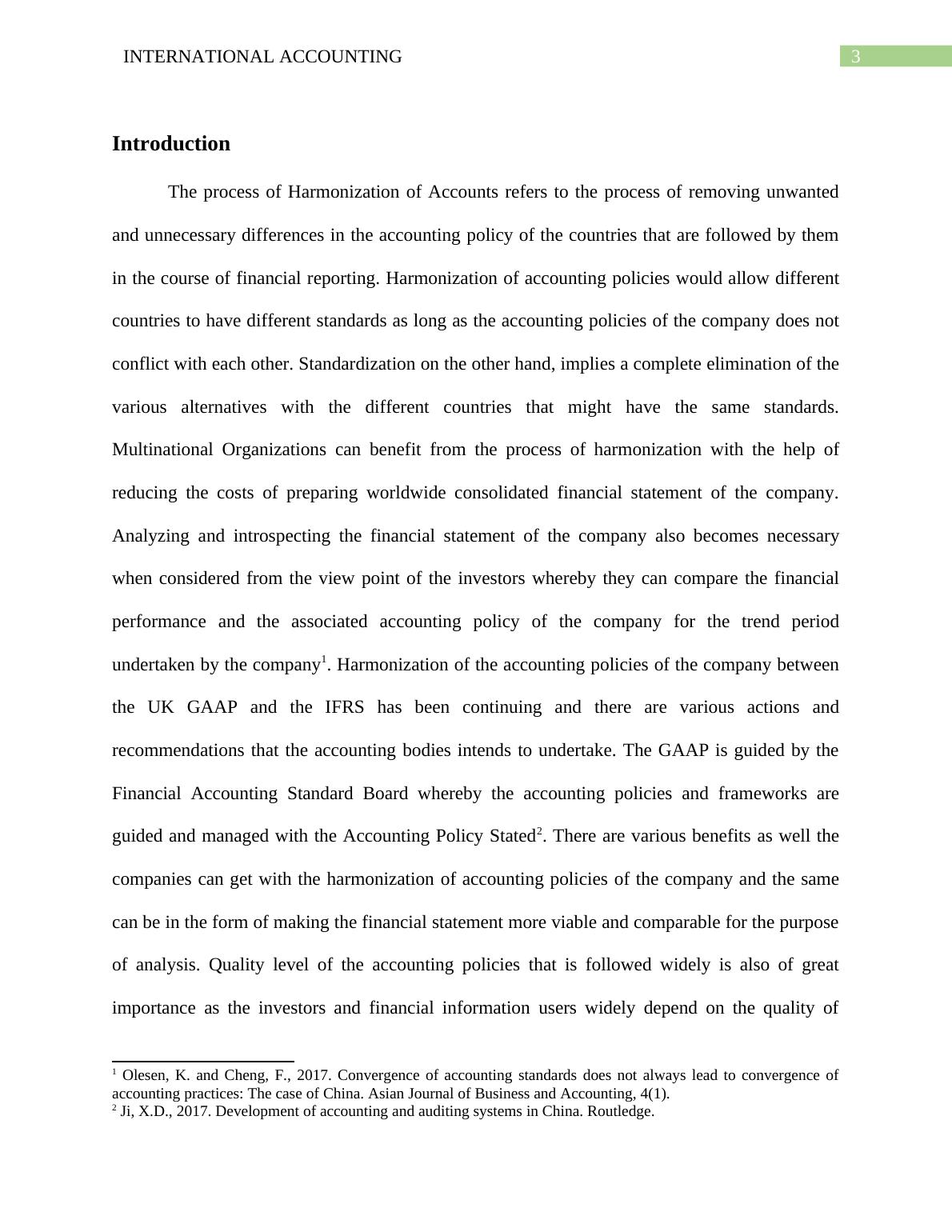 An Analysis Regarding Harmonization of Accounting