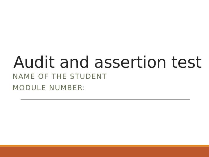 Audit And Assertion Test Desklib 4713