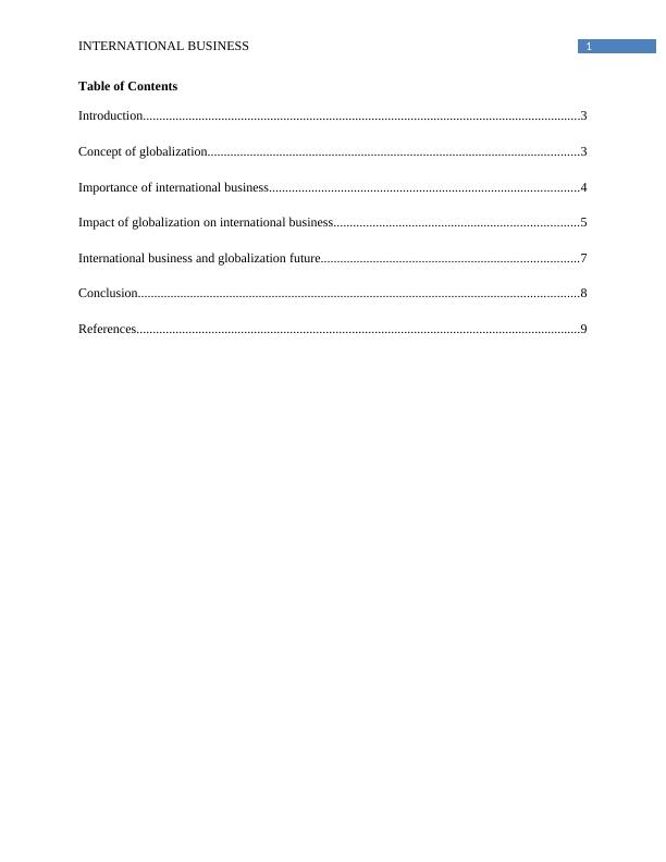 concepts of Globalization and International Business Report_2