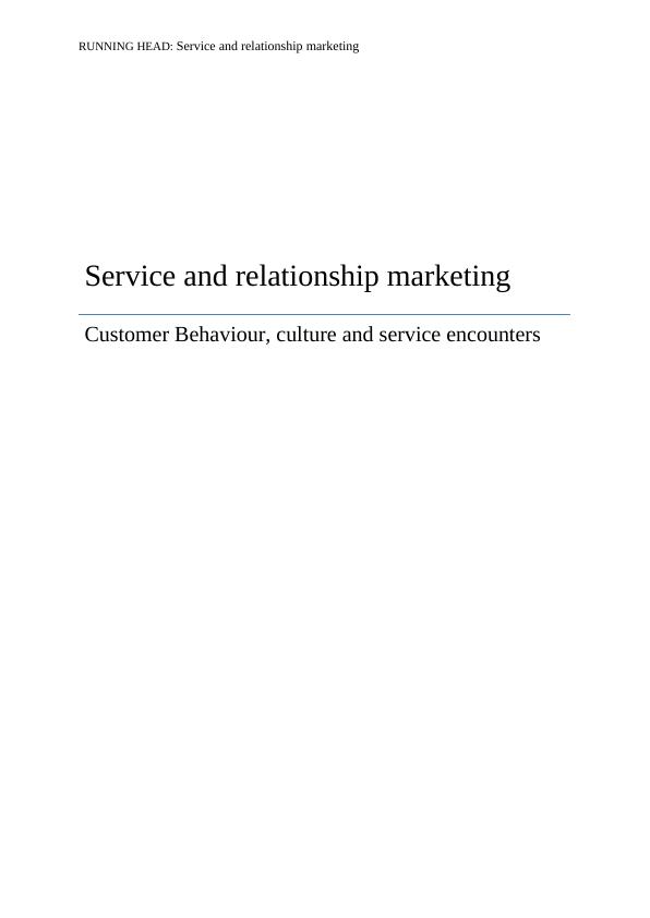 Service and Relationship Marketing | Report_1