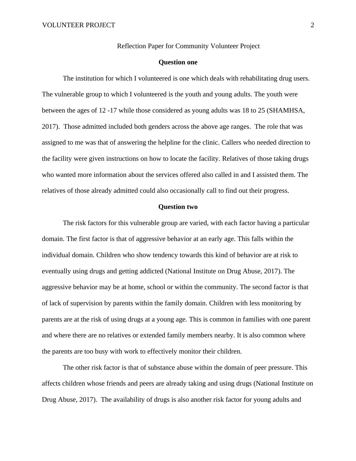 Reflection Paper for Community Volunteer Project_2