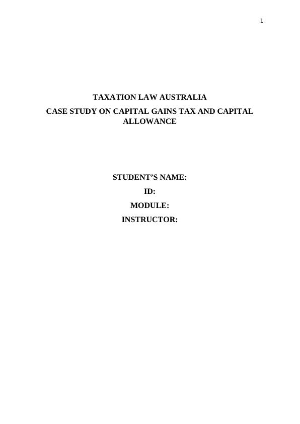Case Study on Taxation Law Australia 2022_1