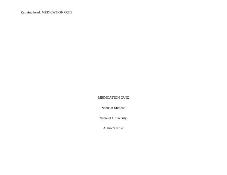 Medication Quiz Desklib