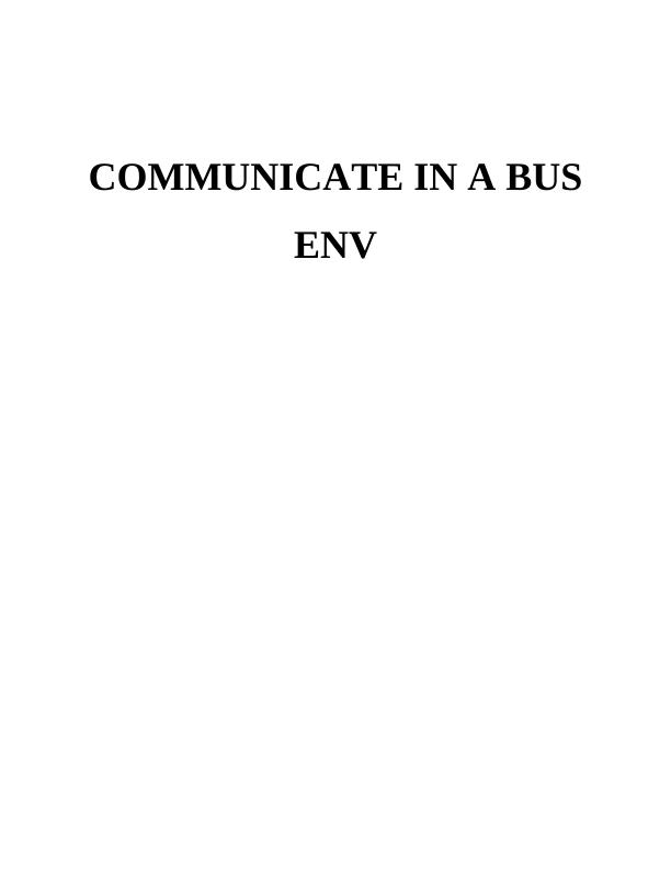 Communication in Bus Econv TABLE OF CONTENTS INTROUCTION_1