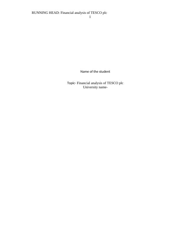 Financial Analysis of TESCO Plc Report_1
