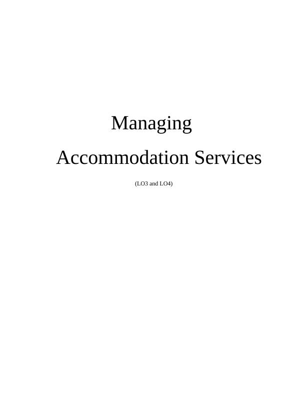 Managing Accommodation Services | Assignment_1